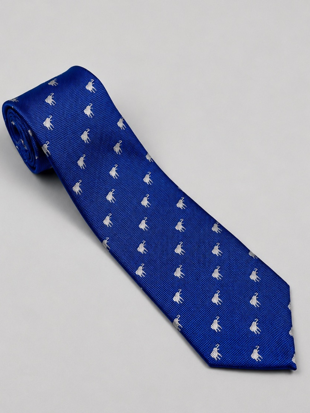 Kai Long Blue Elephant 100% Silk Handmade Tie 56” 3 7/8” Blade
